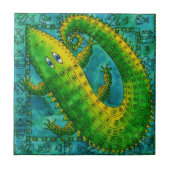 ワニパターン（の模様が）あるルウォーターイラストレーション タイル (正面)