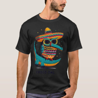 ワニフクロウ フィエスタ 楽しいお祭り気分のハイブリッドアニマルアート Tシャツ