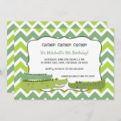 ワニモダンワニの誕生日パーティー招待状 招待状 (正面/裏面)