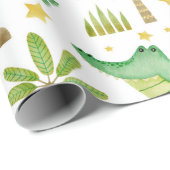 ワニヤシの木の継ぎ目のない水彩模様 ラッピングペーパー (ロールコーナー)