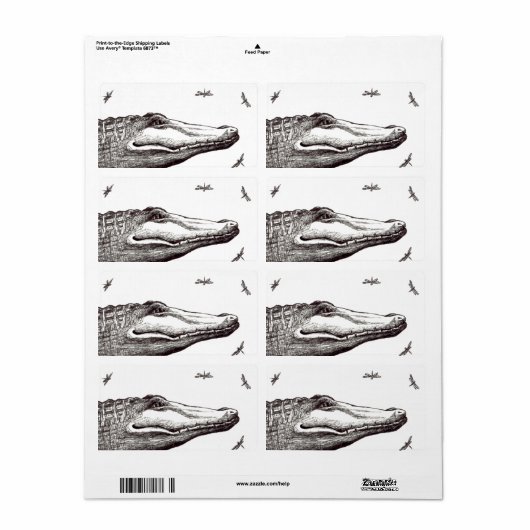 ワニワニのワニのトンボおもしろいアートスケッチ ラベル (フルシート)