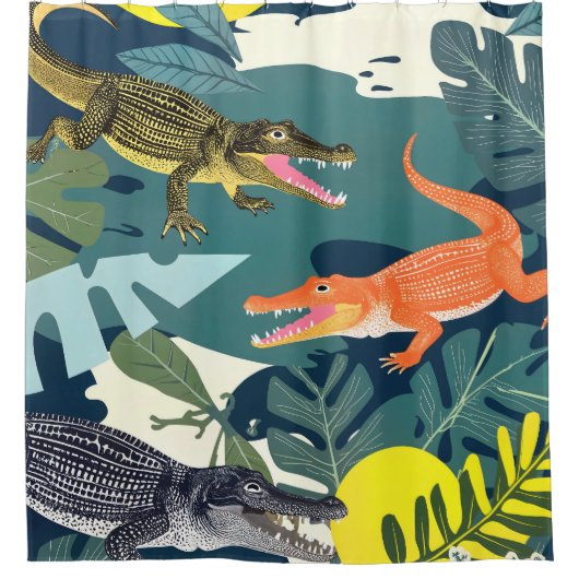 ワニ三羽 シャワーカーテン (正面)