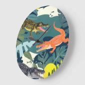 ワニ三羽 ラージ壁時計 (傾斜)