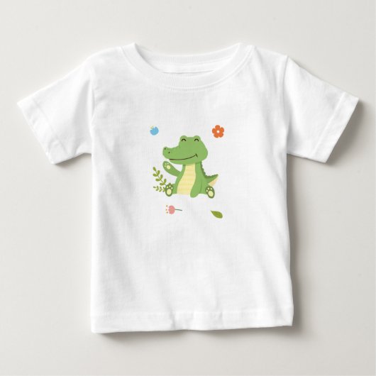 ワニ印刷バビスーツ ベビーTシャツ (正面)