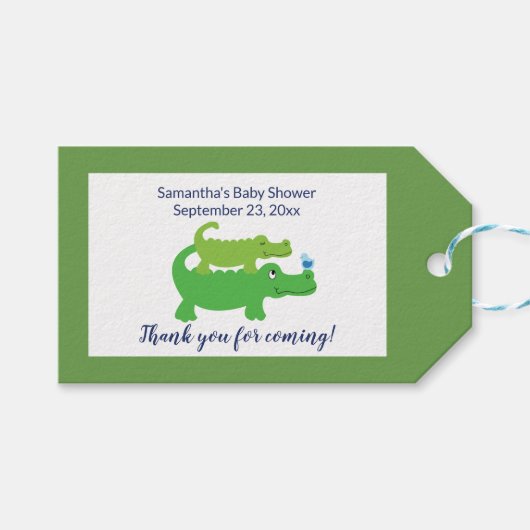 ワニ名門私立校風のゲーターギフトラベル誕生日又はシャワー ギフトタグ (正面(横))