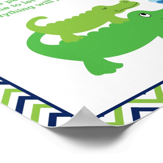 ワニ名門私立校風のゲーターベイビーシャワーおむつ思考ゲーム ポスター (角)