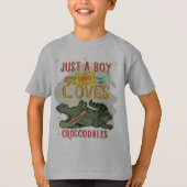 ワニ好きな男の子かわいいティー Tシャツ (正面)