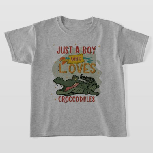 ワニ好きな男の子かわいいティー Tシャツ (レイダウン)