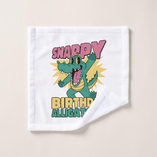 ワニ好きのための面白いアリゲーターと誕生日のクロコダイル ウォッシュタオル (ウォッシュタオル)