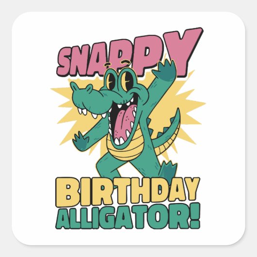 ワニ好きのための面白いアリゲーターと誕生日のクロコダイル スクエアシール (正面)