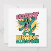 ワニ好きのための面白いアリゲーターと誕生日のクロコダイル 招待状 (裏面)