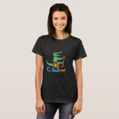 ワニ好きスキー鰐爬虫類ウォータースキー Tシャツ (正面フル)