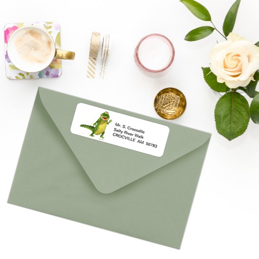 ワニ差出人住所ラベル ラベル