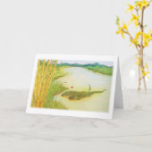 ワニ愛スケッチの挨拶状 カード (黄色い花)