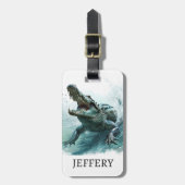 ワニ愛好家の爬虫性アリゲーターモノグラム ラゲッジタグ (正面縦)