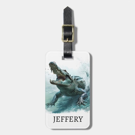 ワニ愛好家の爬虫性アリゲーターモノグラム ラゲッジタグ (正面縦)