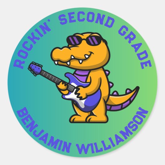 ワニ新学期カスタマイズグレード名 ラウンドシール (正面)