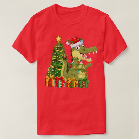 ワニ照明クリスマスツリーマッチングワニCh Tシャツ (デザイン正面)