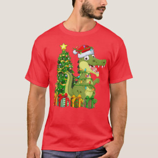 ワニ照明クリスマスツリーマッチングワニCh Tシャツ