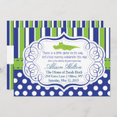 ワニ男の子ベビシャワー招待状 招待状 (正面/裏面)