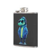 ワニ着用フード付きスウェットシャツおもしろいクール動物ベクター フラスク (左)