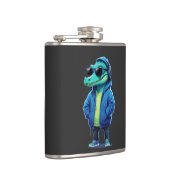 ワニ着用フード付きスウェットシャツおもしろいクール動物ベクター フラスク (右)