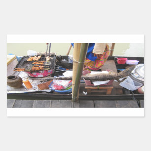 ワニ肉BBQ…タイの通りの食糧 長方形シール