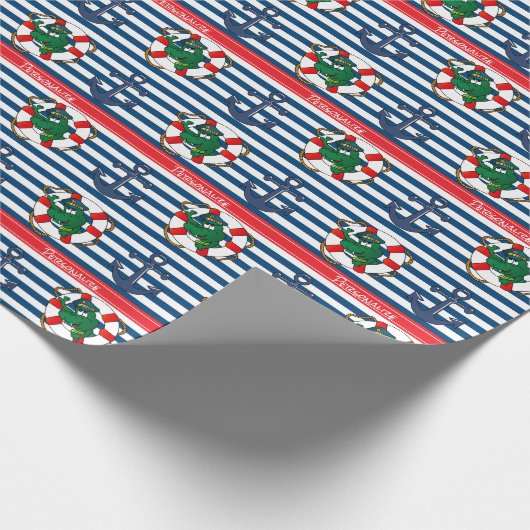 ワニ航海のゲーターベイビーシャワー/子供の誕生日 ラッピングペーパー (角)