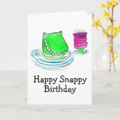 ワニ誕生日カード カード (黄色い花)