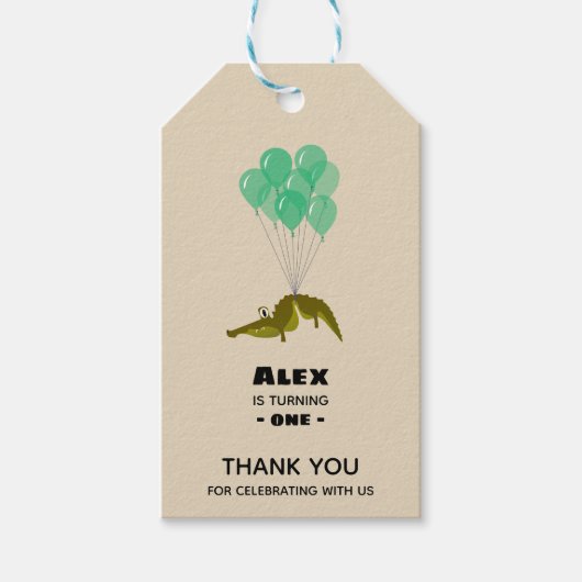 ワニ誕生日パーティーありがとう ギフトタグ (正面)