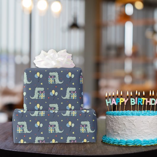ワニ誕生日パーティー ラッピングペーパー