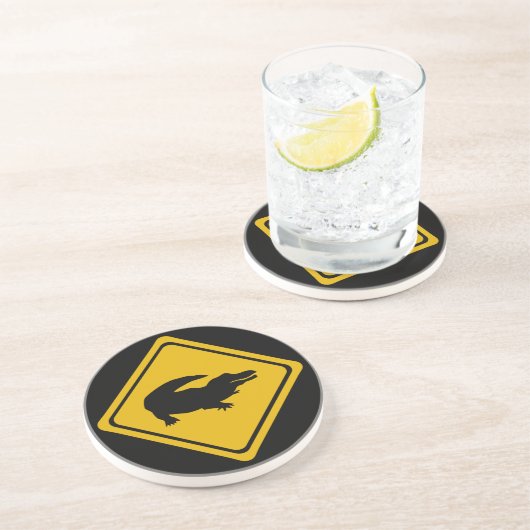 ワニ道路標識 コースター (側面)