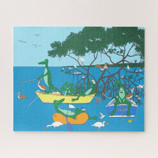 ワニ釣り 16x20 ジグソーパズル (横)