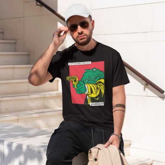 ワニ銃の動物漫画 Tシャツ