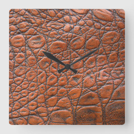 ワニ革の偽の外観 スクエア壁時計