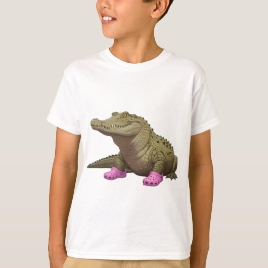 ワニ革サンダルを履いたワニ Tシャツ (正面)