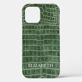 ワニ革フェイクの名パーソナライズされた前 iPhone 12ケース