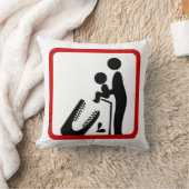 ワニ食べ物を与え動物園の看板にベビーしない クッション (ブランケット)