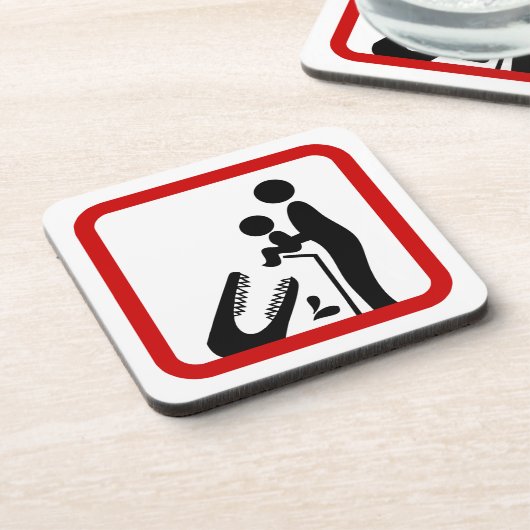 ワニ食べ物を与え動物園の看板にベビーしない コースター (左側)