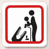 ワニ食べ物を与え動物園の看板にベビーしない コースター (正面)