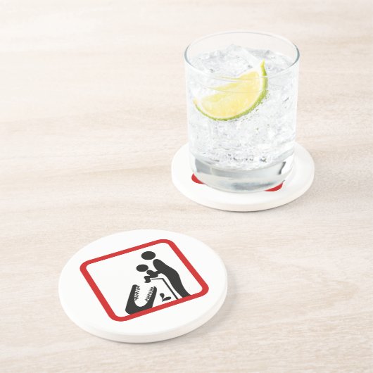 ワニ食べ物を与え動物園の看板にベビーしない コースター (側面)