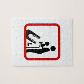 ワニ食べ物を与え動物園の看板にベビーしない ジグソーパズル (横)