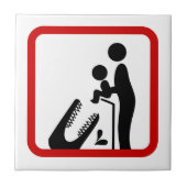 ワニ食べ物を与え動物園の看板にベビーしない タイル (正面)