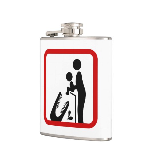 ワニ食べ物を与え動物園の看板にベビーしない フラスク (左)