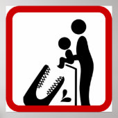 ワニ食べ物を与え動物園の看板にベビーしない ポスター (正面)