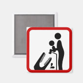 ワニ食べ物を与え動物園の看板にベビーしない マグネット (正面/裏面)