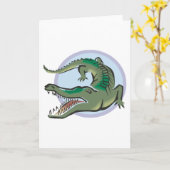 ワニ/アリゲーターサークルデザイン カード (黄色い花)