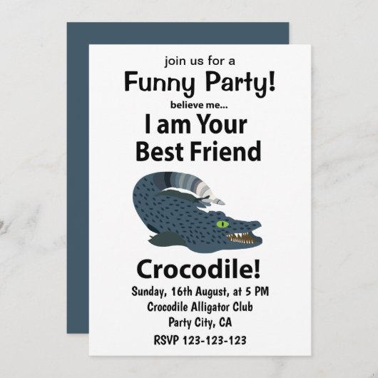 ワニ　アリゲーター　面白いワニ 招待状 (正面/裏面)