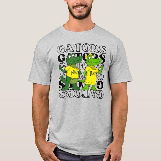 ワニ ミラー背景 Tシャツ (正面)