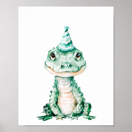 ワニ・ワイルドサファリ動物の誕生日パーティー ポスター (正面)